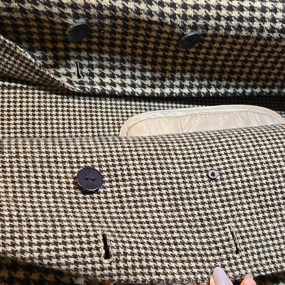 Anthropologie Bernardo Houndstooth Wool Blend Double-Breasted Handmade Blazer - Picture 16 of 17